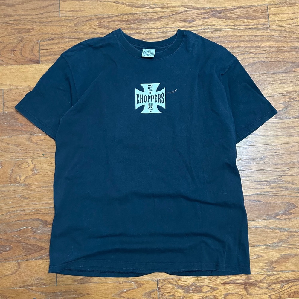 Vintage West Coast Choppers T Shirt XL Black Long Beach Jesse James Iron Cross